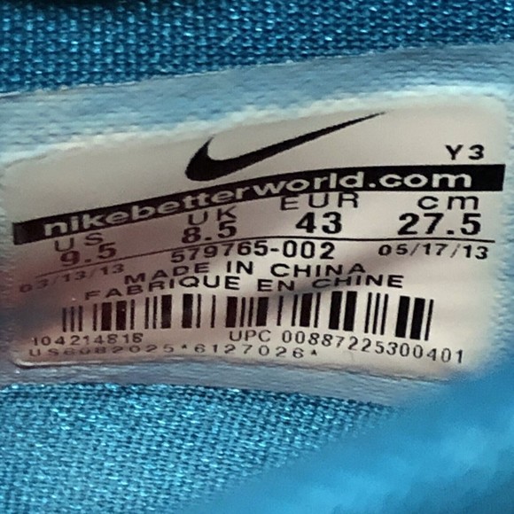 Nike LeBron X Air Max Akron Aeros Mens 9.5 Low Teal Platinum 2013 579765-002 main image 13